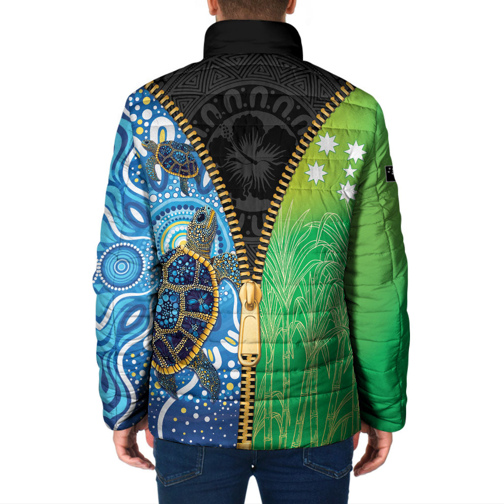 Australian South Sea Islanders National Recognition Day Padded Jacket Aussie Sugar Cane Turtle Aboriginal Style