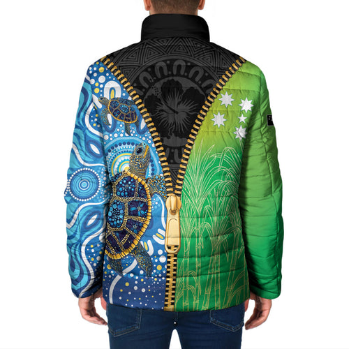Australian South Sea Islanders National Recognition Day Padded Jacket Aussie Sugar Cane Turtle Aboriginal Style
