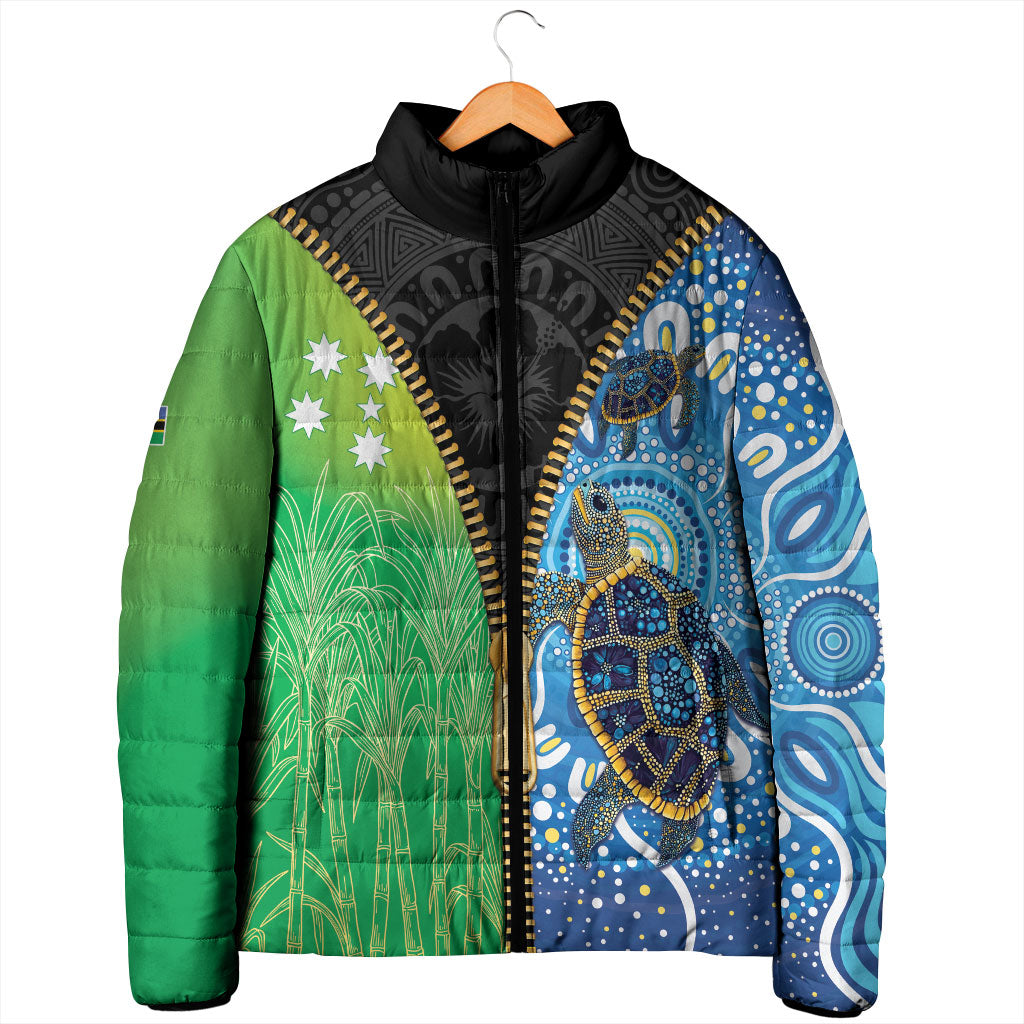 Australian South Sea Islanders National Recognition Day Padded Jacket Aussie Sugar Cane Turtle Aboriginal Style