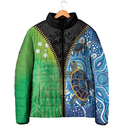 Australian South Sea Islanders National Recognition Day Padded Jacket Aussie Sugar Cane Turtle Aboriginal Style