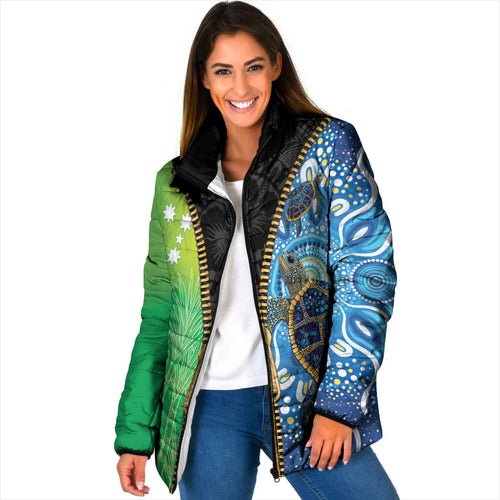 Australian South Sea Islanders National Recognition Day Padded Jacket Aussie Sugar Cane Turtle Aboriginal Style