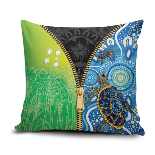 Australian South Sea Islanders National Recognition Day Pillow Cover Aussie Sugar Cane Turtle Aboriginal Style