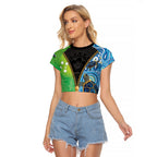 Australian South Sea Islanders National Recognition Day Raglan Cropped T Shirt Aussie Sugar Cane Turtle Aboriginal Style