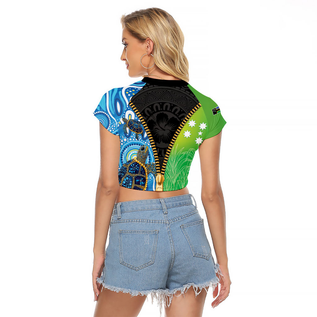 Australian South Sea Islanders National Recognition Day Raglan Cropped T Shirt Aussie Sugar Cane Turtle Aboriginal Style