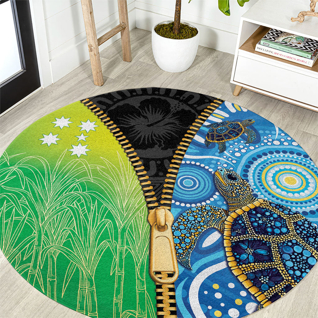 Australian South Sea Islanders National Recognition Day Round Carpet Aussie Sugar Cane Turtle Aboriginal Style