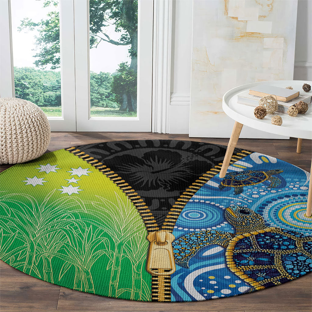 Australian South Sea Islanders National Recognition Day Round Carpet Aussie Sugar Cane Turtle Aboriginal Style