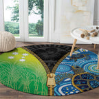 Australian South Sea Islanders National Recognition Day Round Carpet Aussie Sugar Cane Turtle Aboriginal Style
