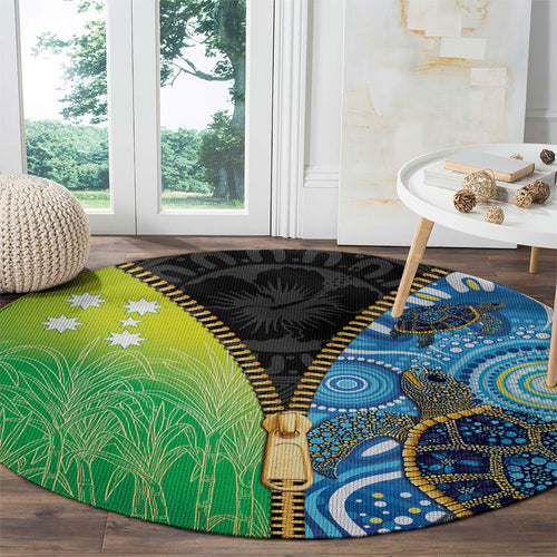 Australian South Sea Islanders National Recognition Day Round Carpet Aussie Sugar Cane Turtle Aboriginal Style