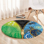 Australian South Sea Islanders National Recognition Day Round Carpet Aussie Sugar Cane Turtle Aboriginal Style