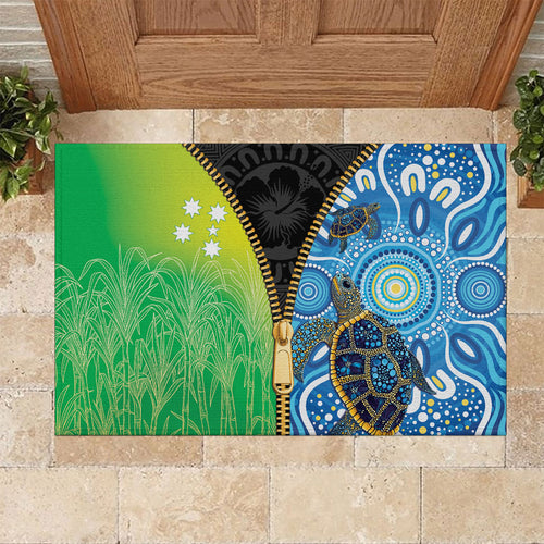 Australian South Sea Islanders National Recognition Day Rubber Doormat Aussie Sugar Cane Turtle Aboriginal Style