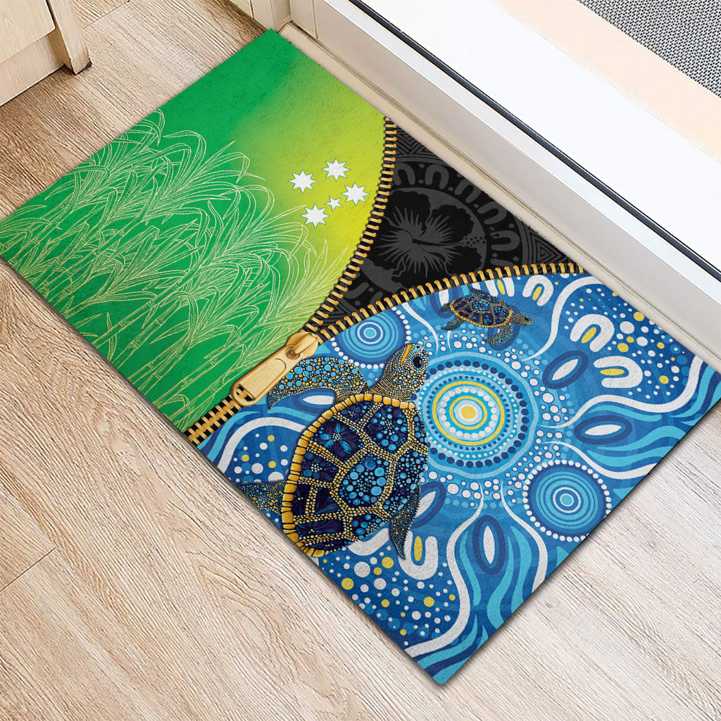 Australian South Sea Islanders National Recognition Day Rubber Doormat Aussie Sugar Cane Turtle Aboriginal Style
