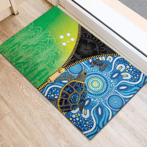 Australian South Sea Islanders National Recognition Day Rubber Doormat Aussie Sugar Cane Turtle Aboriginal Style