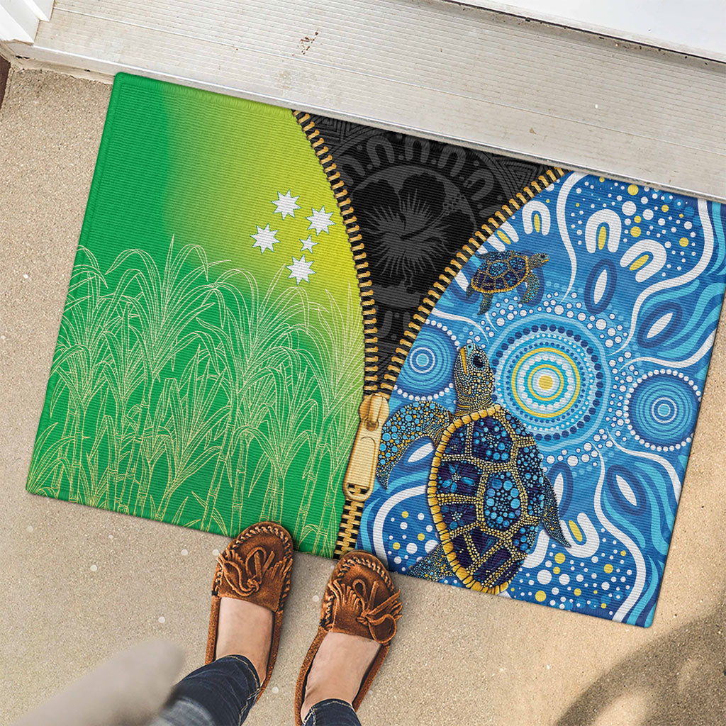 Australian South Sea Islanders National Recognition Day Rubber Doormat Aussie Sugar Cane Turtle Aboriginal Style