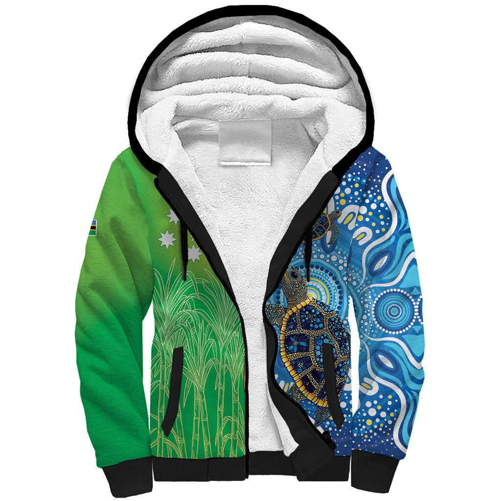 Australian South Sea Islanders National Recognition Day Sherpa Hoodie Aussie Sugar Cane Turtle Aboriginal Style