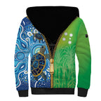 Australian South Sea Islanders National Recognition Day Sherpa Hoodie Aussie Sugar Cane Turtle Aboriginal Style