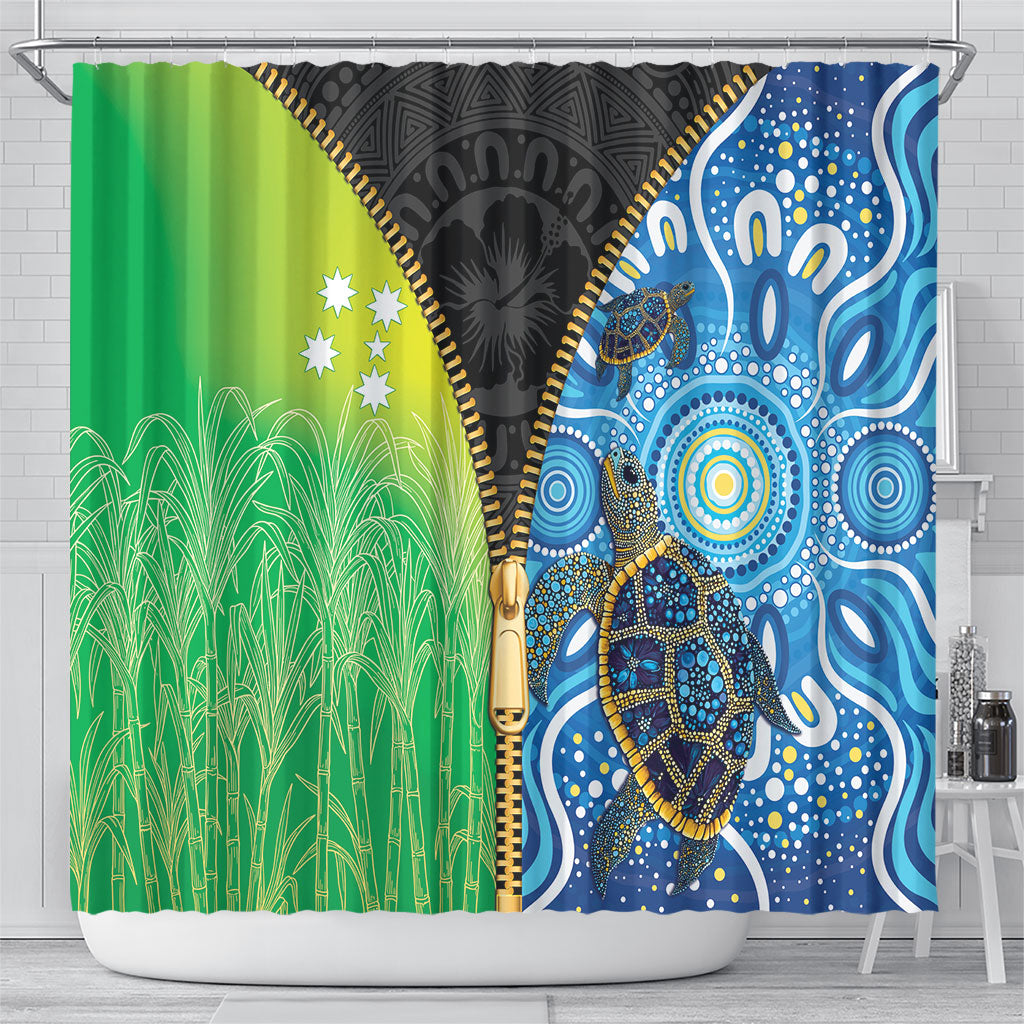 Australian South Sea Islanders National Recognition Day Shower Curtain Aussie Sugar Cane Turtle Aboriginal Style