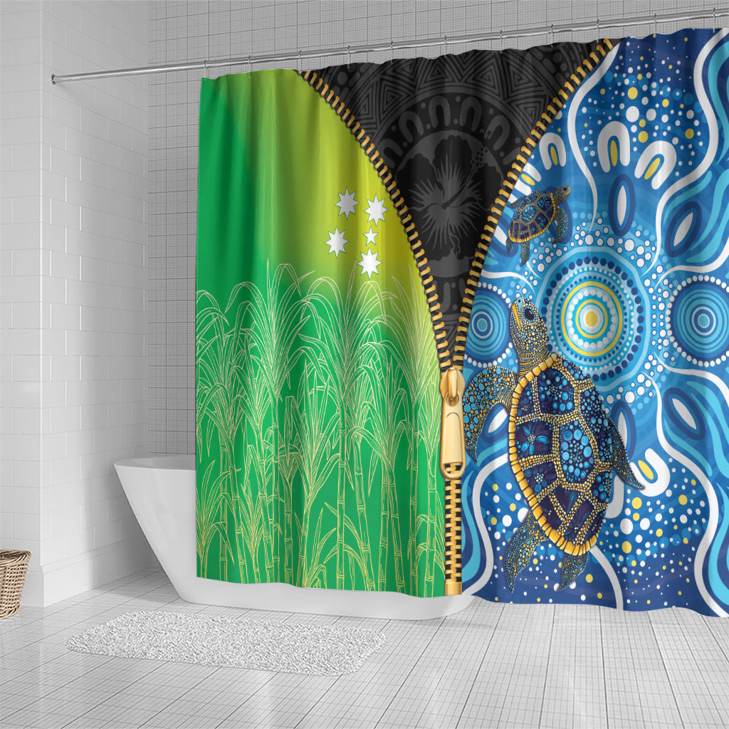 Australian South Sea Islanders National Recognition Day Shower Curtain Aussie Sugar Cane Turtle Aboriginal Style