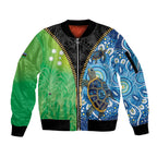Australian South Sea Islanders National Recognition Day Sleeve Zip Bomber Jacket Aussie Sugar Cane Turtle Aboriginal Style