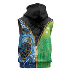 Australian South Sea Islanders National Recognition Day Sleeveless Hoodie Aussie Sugar Cane Turtle Aboriginal Style