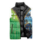 Australian South Sea Islanders National Recognition Day Sleeveless Puffer Jacket Aussie Sugar Cane Turtle Aboriginal Style