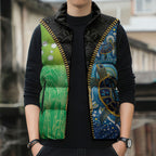 Australian South Sea Islanders National Recognition Day Sleeveless Puffer Jacket Aussie Sugar Cane Turtle Aboriginal Style