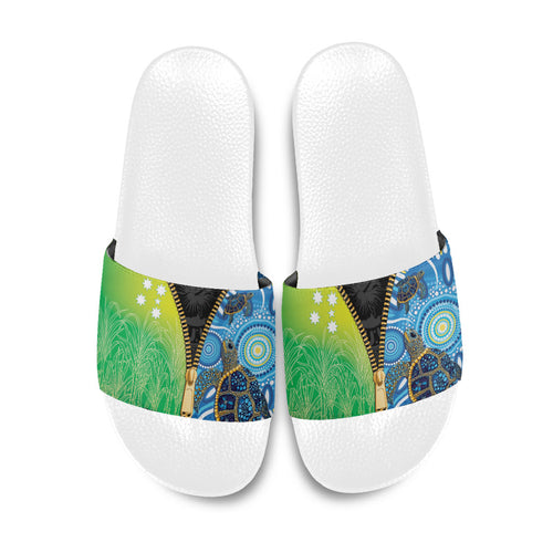 Australian South Sea Islanders National Recognition Day Slide Sandals Aussie Sugar Cane Turtle Aboriginal Style