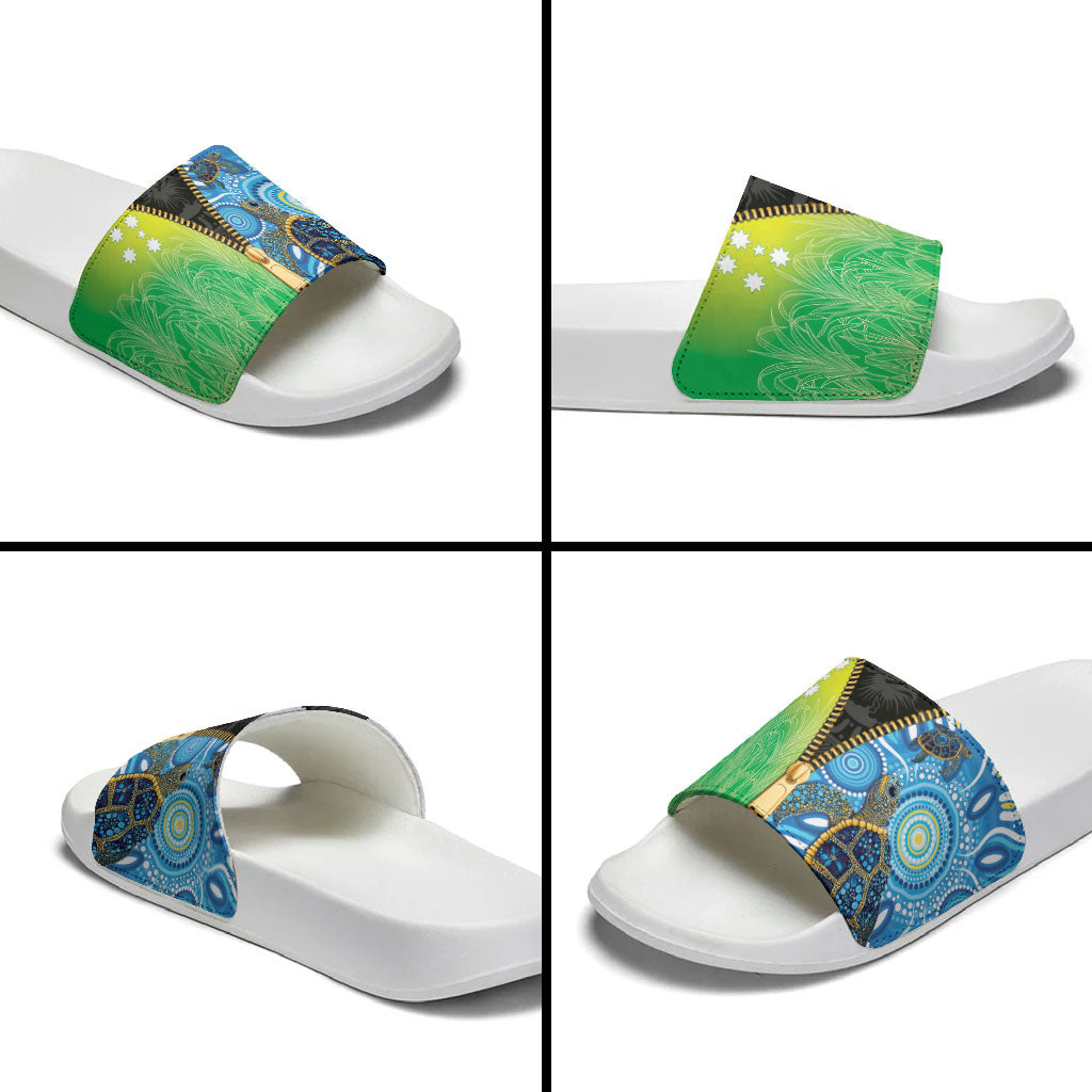 Australian South Sea Islanders National Recognition Day Slide Sandals Aussie Sugar Cane Turtle Aboriginal Style