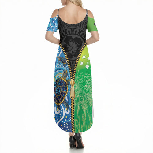 Australian South Sea Islanders National Recognition Day Summer Maxi Dress Aussie Sugar Cane Turtle Aboriginal Style