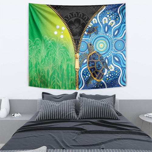 Australian South Sea Islanders National Recognition Day Tapestry Aussie Sugar Cane Turtle Aboriginal Style