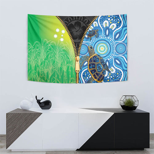 Australian South Sea Islanders National Recognition Day Tapestry Aussie Sugar Cane Turtle Aboriginal Style