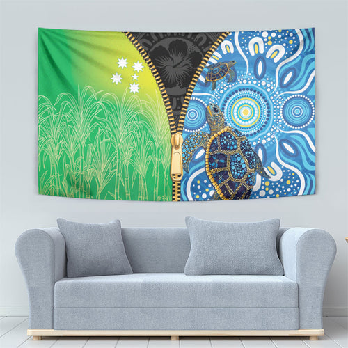 Australian South Sea Islanders National Recognition Day Tapestry Aussie Sugar Cane Turtle Aboriginal Style