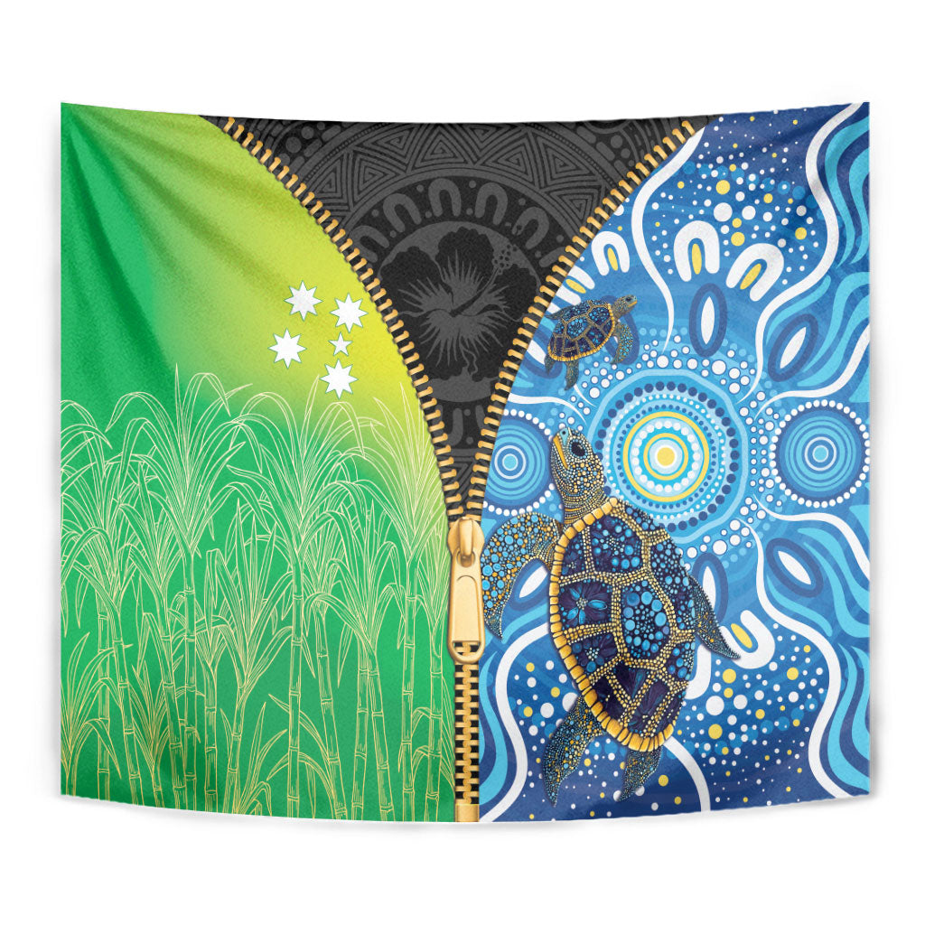 Australian South Sea Islanders National Recognition Day Tapestry Aussie Sugar Cane Turtle Aboriginal Style