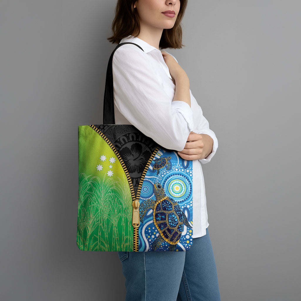 Australian South Sea Islanders National Recognition Day Tote Bag Aussie Sugar Cane Turtle Aboriginal Style