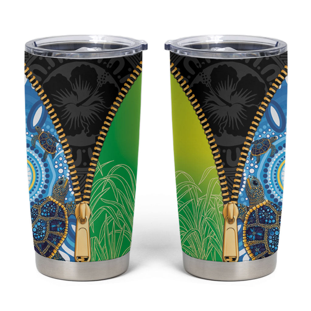 Australian South Sea Islanders National Recognition Day Tumbler Cup Aussie Sugar Cane Turtle Aboriginal Style