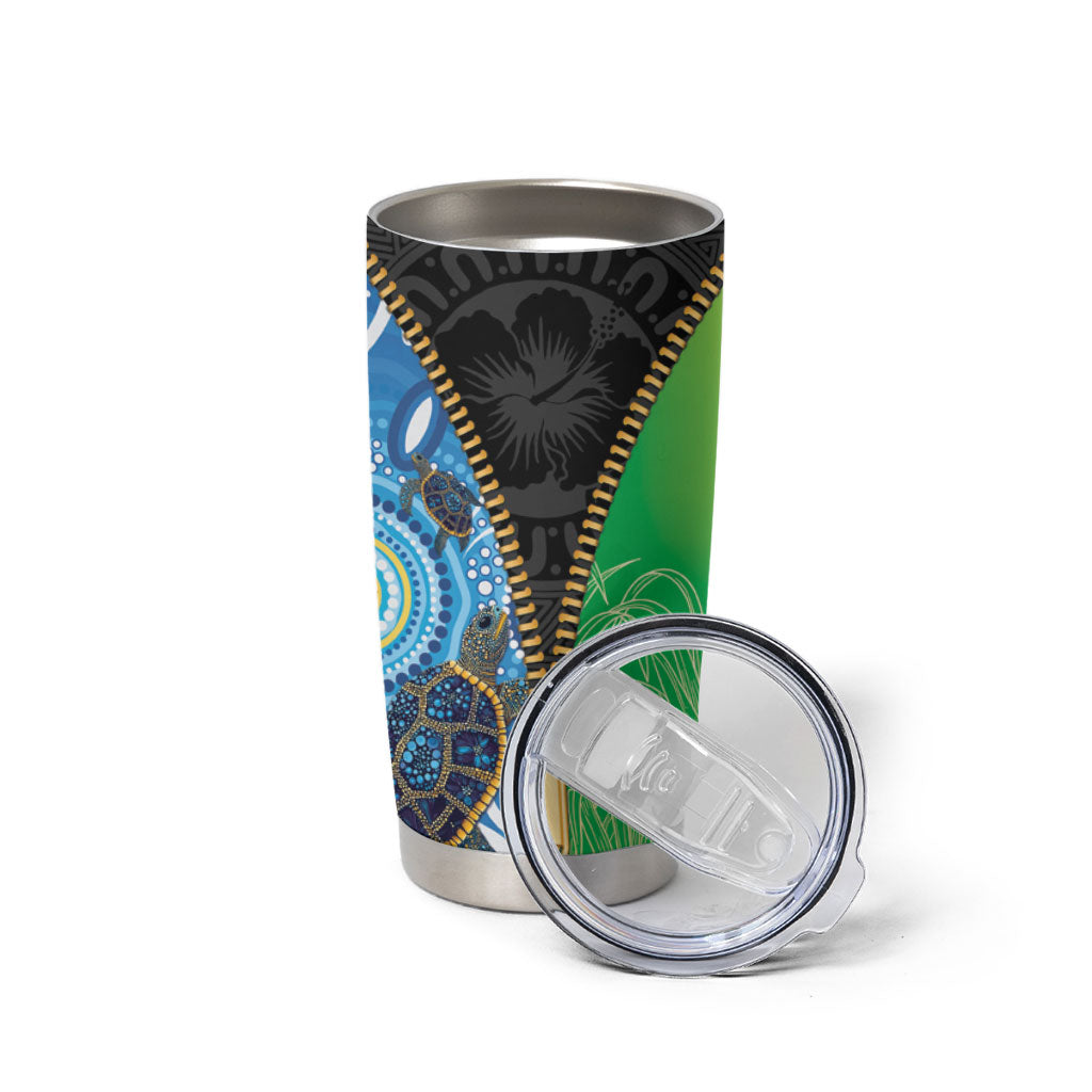 Australian South Sea Islanders National Recognition Day Tumbler Cup Aussie Sugar Cane Turtle Aboriginal Style