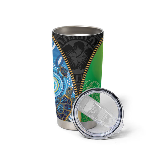 Australian South Sea Islanders National Recognition Day Tumbler Cup Aussie Sugar Cane Turtle Aboriginal Style