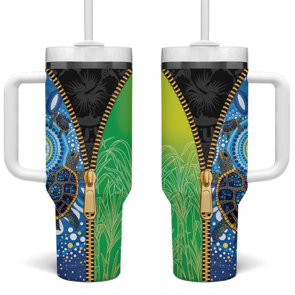 Australian South Sea Islanders National Recognition Day Tumbler With Handle Aussie Sugar Cane Turtle Aboriginal Style