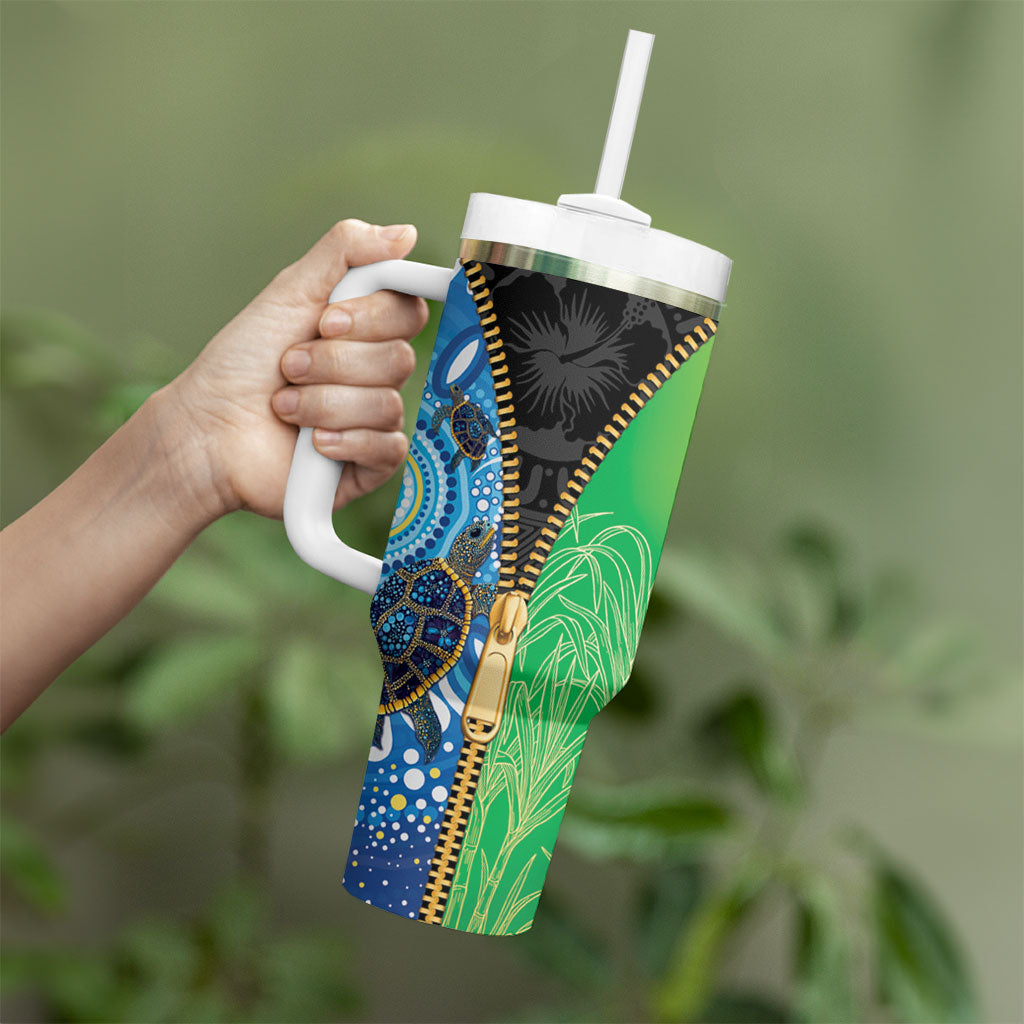Australian South Sea Islanders National Recognition Day Tumbler With Handle Aussie Sugar Cane Turtle Aboriginal Style