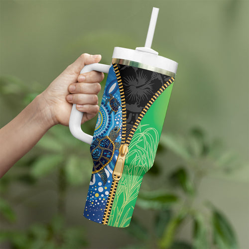 Australian South Sea Islanders National Recognition Day Tumbler With Handle Aussie Sugar Cane Turtle Aboriginal Style