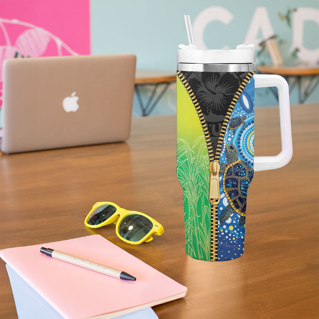 Australian South Sea Islanders National Recognition Day Tumbler With Handle Aussie Sugar Cane Turtle Aboriginal Style