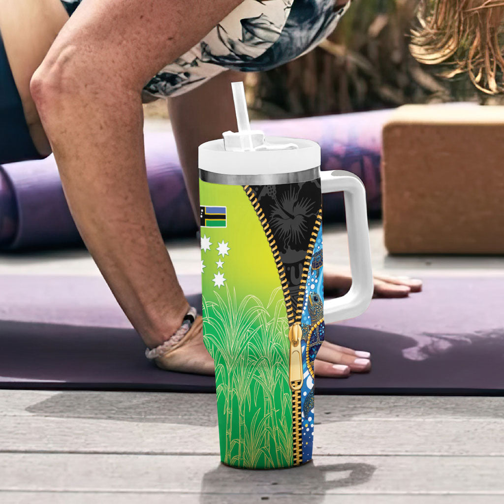 Australian South Sea Islanders National Recognition Day Tumbler With Handle Aussie Sugar Cane Turtle Aboriginal Style