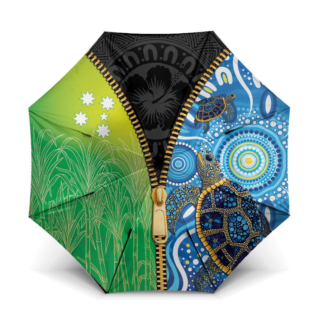 Australian South Sea Islanders National Recognition Day Umbrella Aussie Sugar Cane Turtle Aboriginal Style