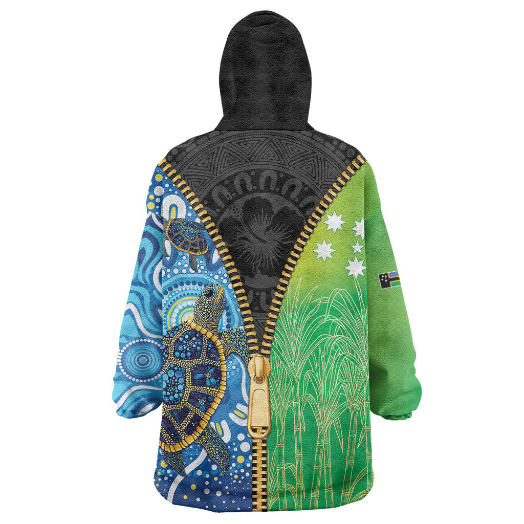 Australian South Sea Islanders National Recognition Day Wearable Blanket Hoodie Aussie Sugar Cane Turtle Aboriginal Style
