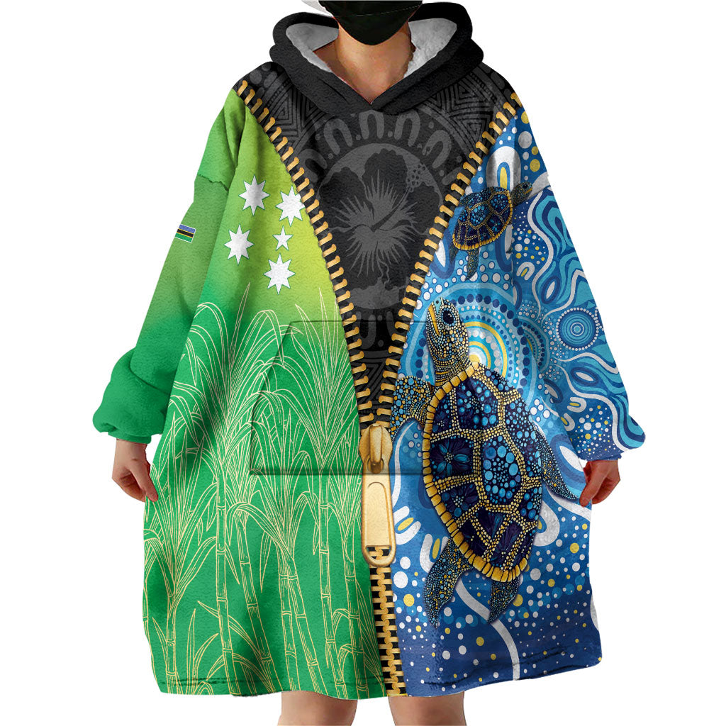 Australian South Sea Islanders National Recognition Day Wearable Blanket Hoodie Aussie Sugar Cane Turtle Aboriginal Style