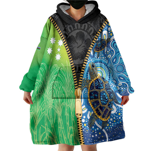 Australian South Sea Islanders National Recognition Day Wearable Blanket Hoodie Aussie Sugar Cane Turtle Aboriginal Style
