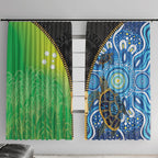 Australian South Sea Islanders National Recognition Day Window Curtain Aussie Sugar Cane Turtle Aboriginal Style