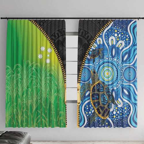 Australian South Sea Islanders National Recognition Day Window Curtain Aussie Sugar Cane Turtle Aboriginal Style