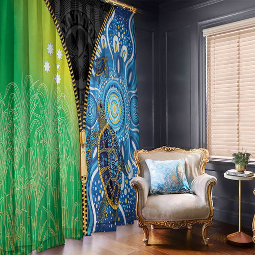 Australian South Sea Islanders National Recognition Day Window Curtain Aussie Sugar Cane Turtle Aboriginal Style