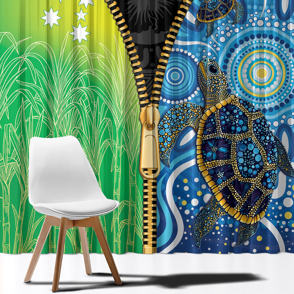 Australian South Sea Islanders National Recognition Day Window Curtain Aussie Sugar Cane Turtle Aboriginal Style