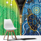 Australian South Sea Islanders National Recognition Day Window Curtain Aussie Sugar Cane Turtle Aboriginal Style